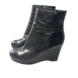 Prada Black Leather Wedge Boots  Women's Size 36 | US 6